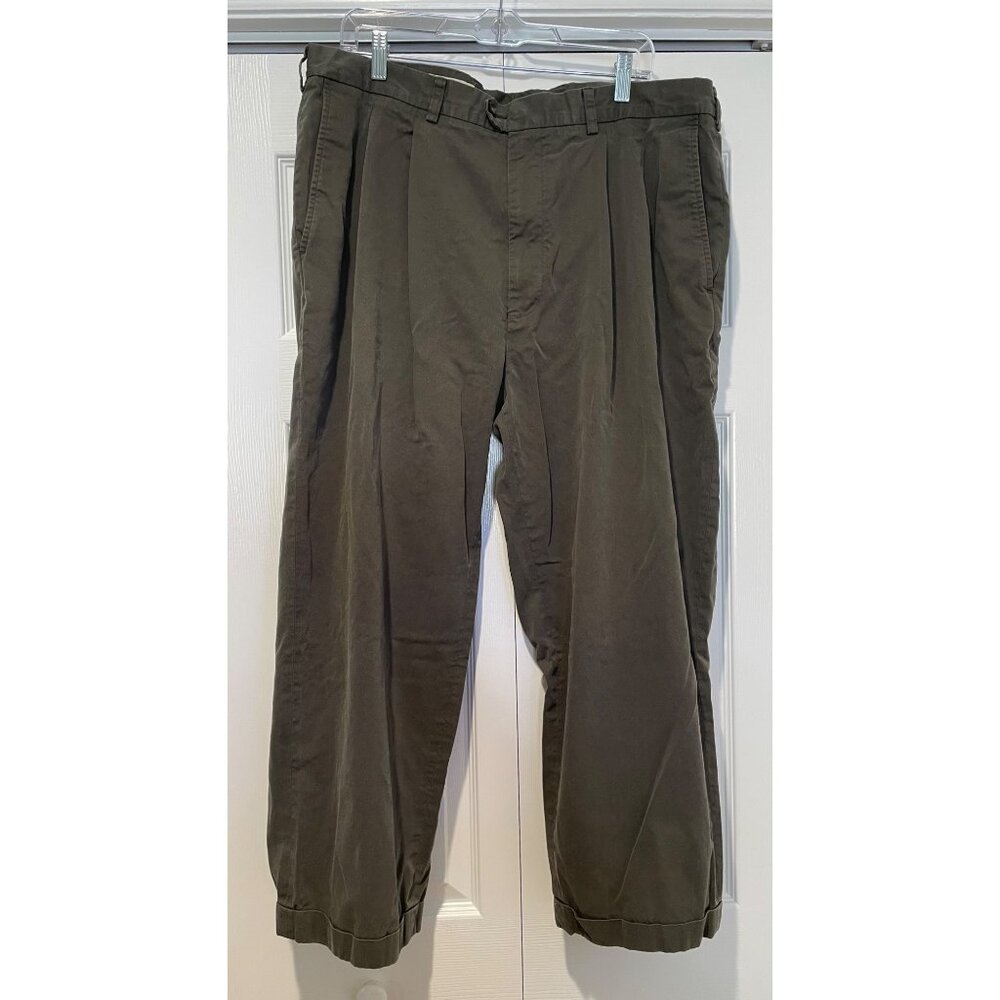 Vtg John W Nordstrom Mens Pleated Olive Green Chino Pants Size 40 x 34 Classic